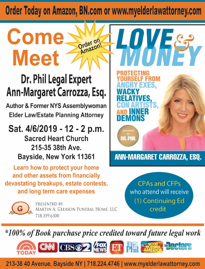 Come Meet Dr. Phil Legal Expert, Ann-Margaret Carrozza, Esq. @ Sacred Heart Church