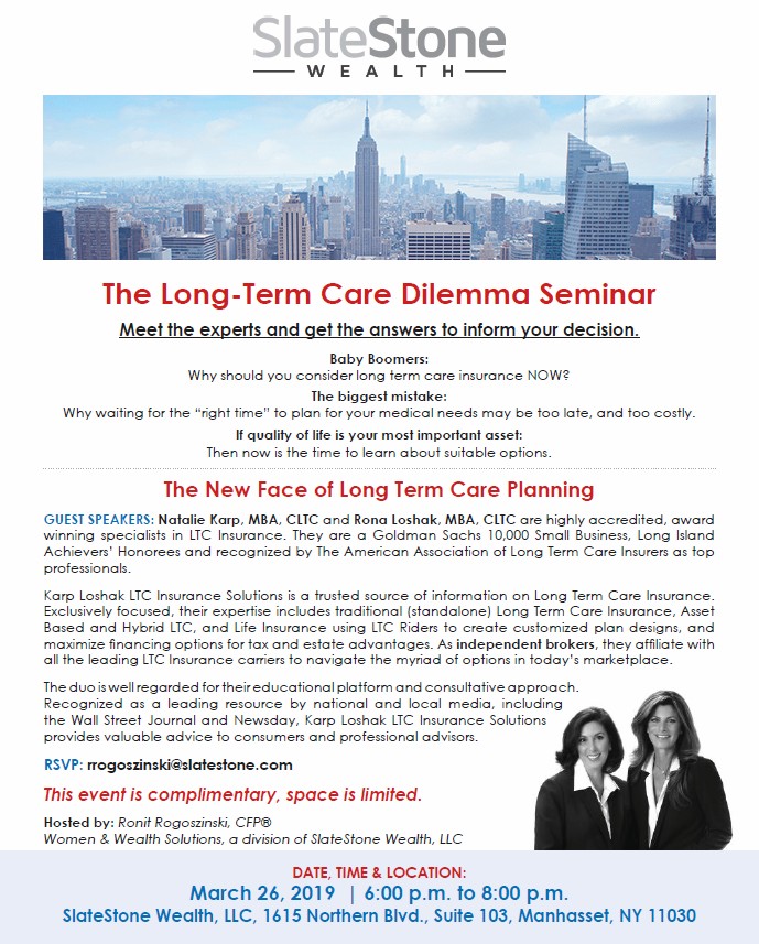 The Long Term Care Dilemma Seminar @ SlateStone Wealth, LLC
